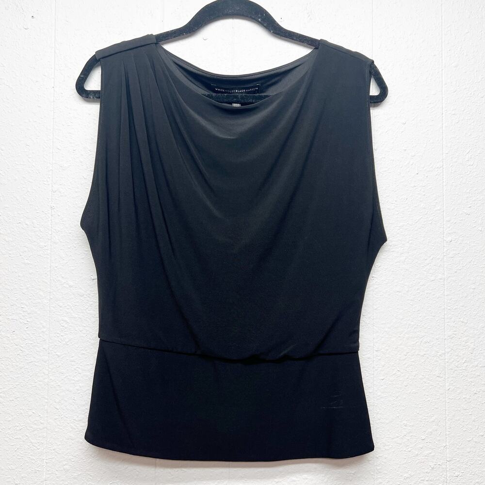 White House Black Market Cowl Neck Black Top Womens Small Office Career Business